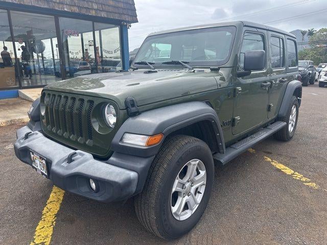 2021 Jeep Wrangler Unlimited Sport S 4x4 in Sarge Green Clearcoat — front three-quarter view