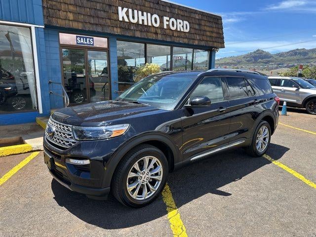 2023 Ford Explorer Limited 4WD in Agate Black Metallic — front three-quarter view