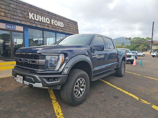 2021 Ford F-150 Raptor 4WD SuperCrew 5.5' Box in Blue Metallic — front three-quarter view