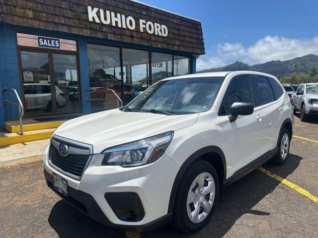 2020 Subaru Forester CVT in Crystal White Pearl — front three-quarter view