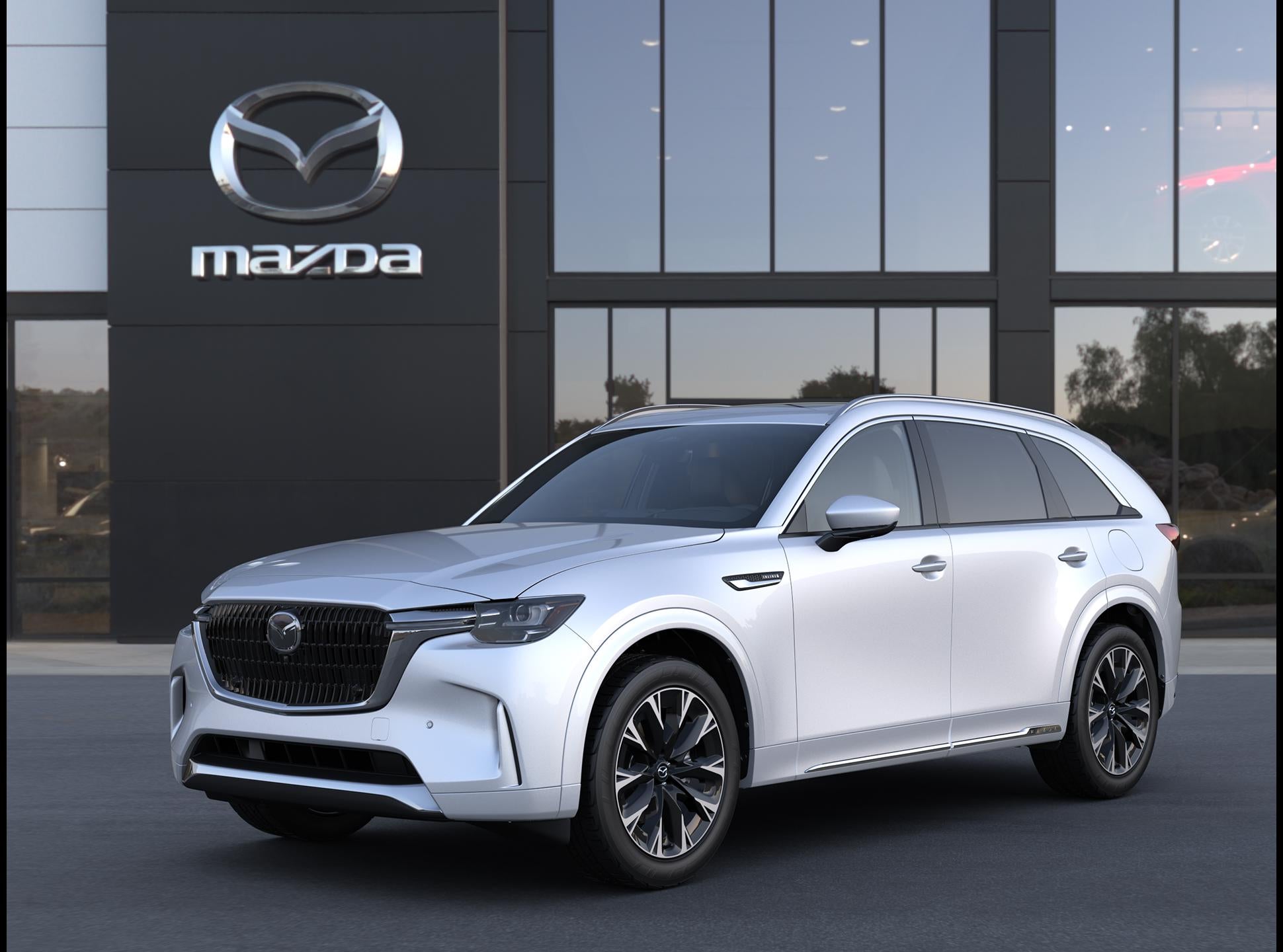 2025 Mazda Mazda CX-90 3.3 Turbo S Premium Sport AWD in Rhodium White Premium — front three-quarter view